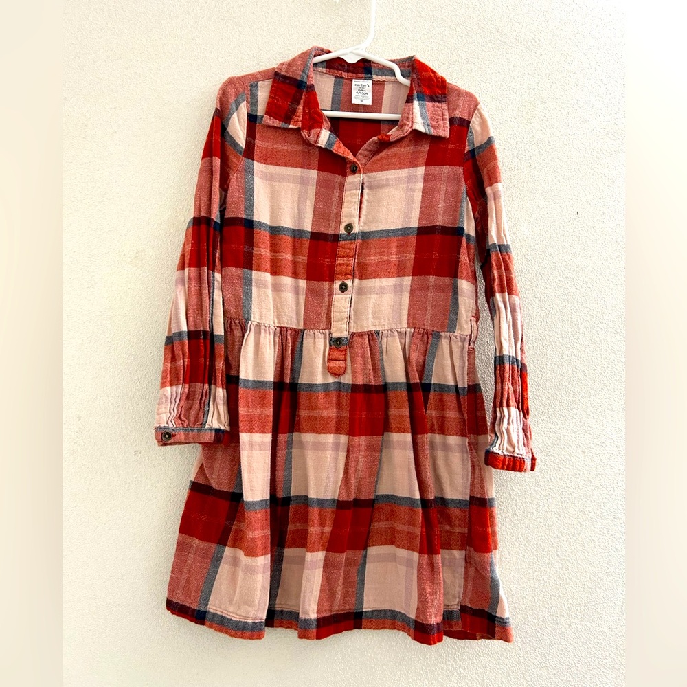 🦋 Carter's Plaid Burnt Orange and Cream Plaid Dress! Perfect Fall Fashion!  6